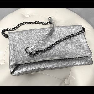 Metallic Gray Shoulder/Clutch Bag
